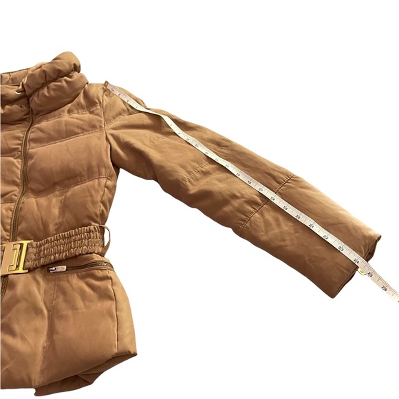 Zara Woman Beige Camel Down Belted Puffer Jacket Coat Size XS - Picture 14 of 17